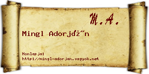 Mingl Adorján névjegykártya